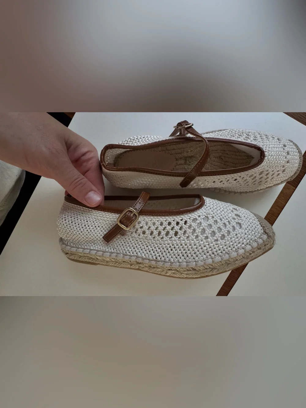 J. Crew Made-in-Spain Sophie Mary Jane espadrilles with crochet